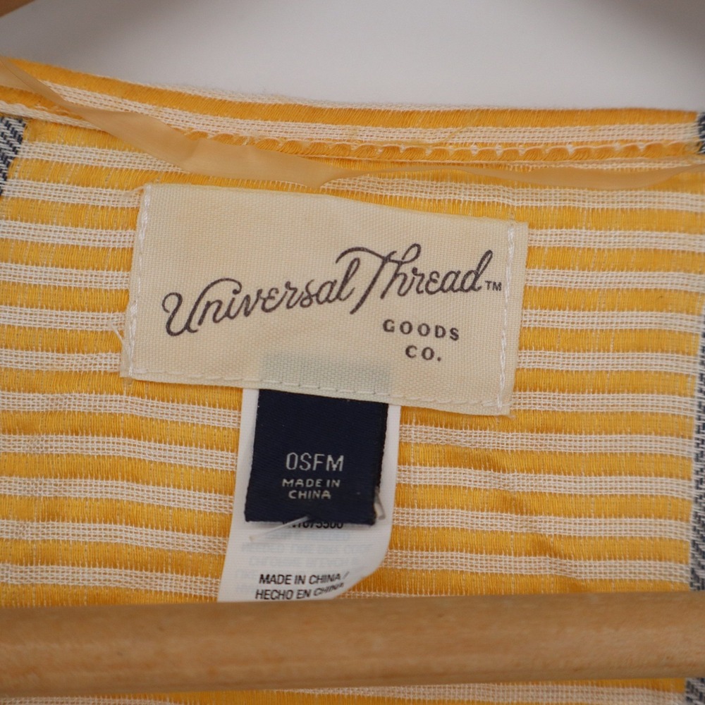 Universal Thread Yellow Grey Striped Kimono Wrap Open Front Fringe - Picture 3 of 6